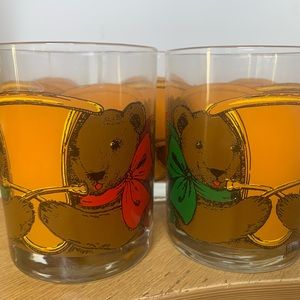 Neiman Marcus Christmas Double Old Fashion
Glass - VINTAGE Set of 4 Teddy Bears